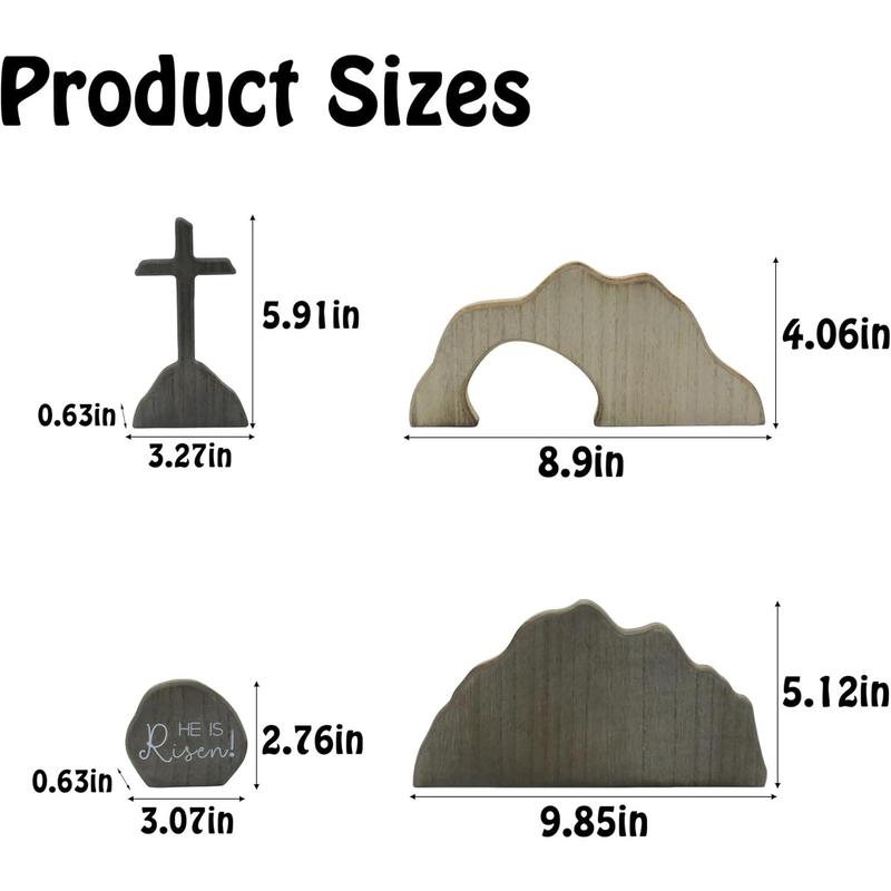 Empty Tomb Wooden Easter Resurrection Scene for Tiered Tray, Jesus Nativity Scene Decor for Religious Decorations, Home Office Tabletop, Shelf Decor