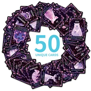 50pcs New Animal Tarot Card Text Card Series Stickers, Suitable for Faith Based Designs Such As Scrapbooks, Diaries, Laptops, Water Bottles, Cars, Etc., with Positive Information As Gifts