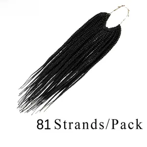 81 strands of black braided hair patchesBRAID PRE-FEATHERED BOX BRAID 18"