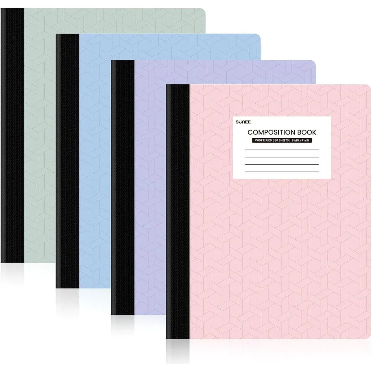 Composition Notebooks - Wide Ruled Paper, 4 Pack Composition Book, 9 3/4" x 7 1/2", 80 Sheets/160 Pages, Assorted Colors, School & Office Supplies
