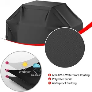 Grill Cover, 58 inch BBQ Gas Grill Cover for Outdoor Grill, Waterproof, Anti-UV, Rip-Proof, Fade Resistant Material, Barbecue Cover with Hook-and-Loop Straps & Adjustable Hem Drawstring, Black