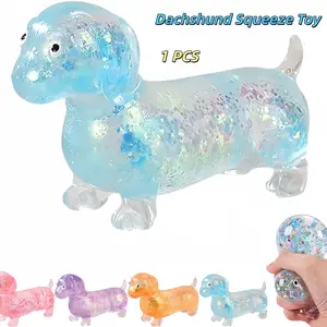 Trendy Glitter Miniature Dog Squishy Toy, Soft Gel Stress Relief Model, High Aesthetic Sparkle Healing Toy, Portable Anxiety Relief Item