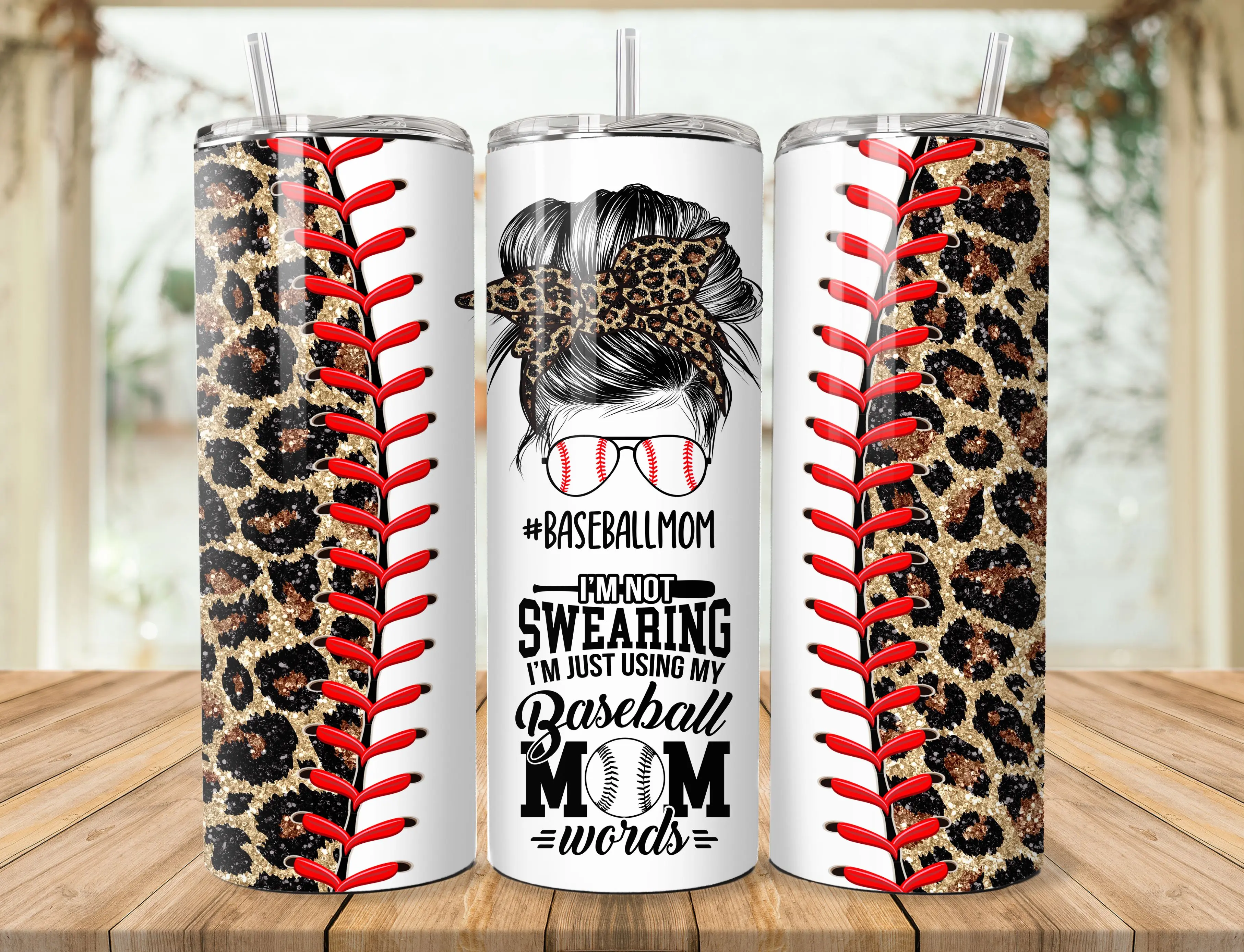 20 OZ STAINLESS STEEL BASEBALL MOM TUMBLER I'M NOT SWEARING