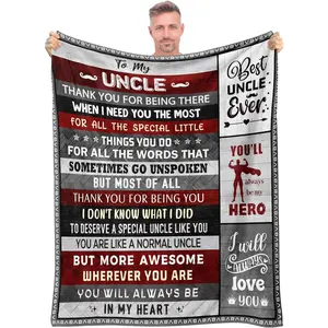 Best Uncle Gifts, Uncle Gifts from Niece Nephew, Happy Uncle Birthday Gifts, Great Gifts for Uncles from Kids, Gifts for Uncle Christmas Fathers Day Throw Blanket 60"x50", Printed on One Side with a Plain White Back, Halloween Thanksgiving Christmas Gift