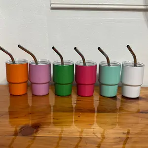 Cute 3 oz mini cups with straws (6 pack)