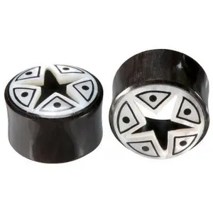 Star Cutout Plugs - Horn + Mother of Pearl
