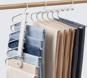 2 Pack Pants Hangers Space Saving 6 Layers Non Slip for Closet Organizers Hanging，TikTok Made Me Buy It Closet Hack，Closet Solution for Apartments，TikTok Closet Hack, Aesthetic Closet Organization,