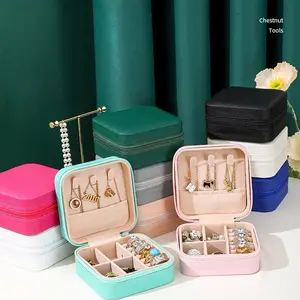 Pure Color Simple Mini Jewelry Box, Travel Portable Ring Earring Storage Case, Perfect Gift for Parties, Christmas, Halloween, Easter