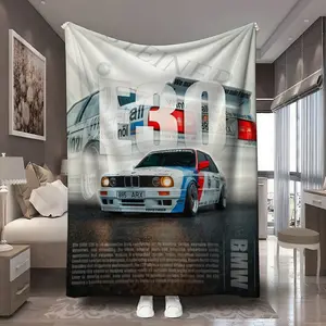 1Pc Classic BMW E30 racing car digital pattern printed blanket Soft warm blanket for bedrooms, guest rooms, living rooms, student dormitories, car sofas, and travel multifunctional blanket for all seasons Ideal for gift giving Christmas, Throw Blanket