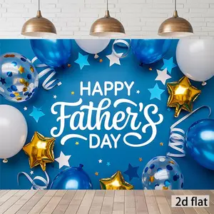 1PC Polyester Reusable 2D Flat Blue Star-Themed Balloon Backdrop Banner, Home & Festive Party Supply for Birthday & Family Gathering Decorations, Photography Background Cloth Curtain