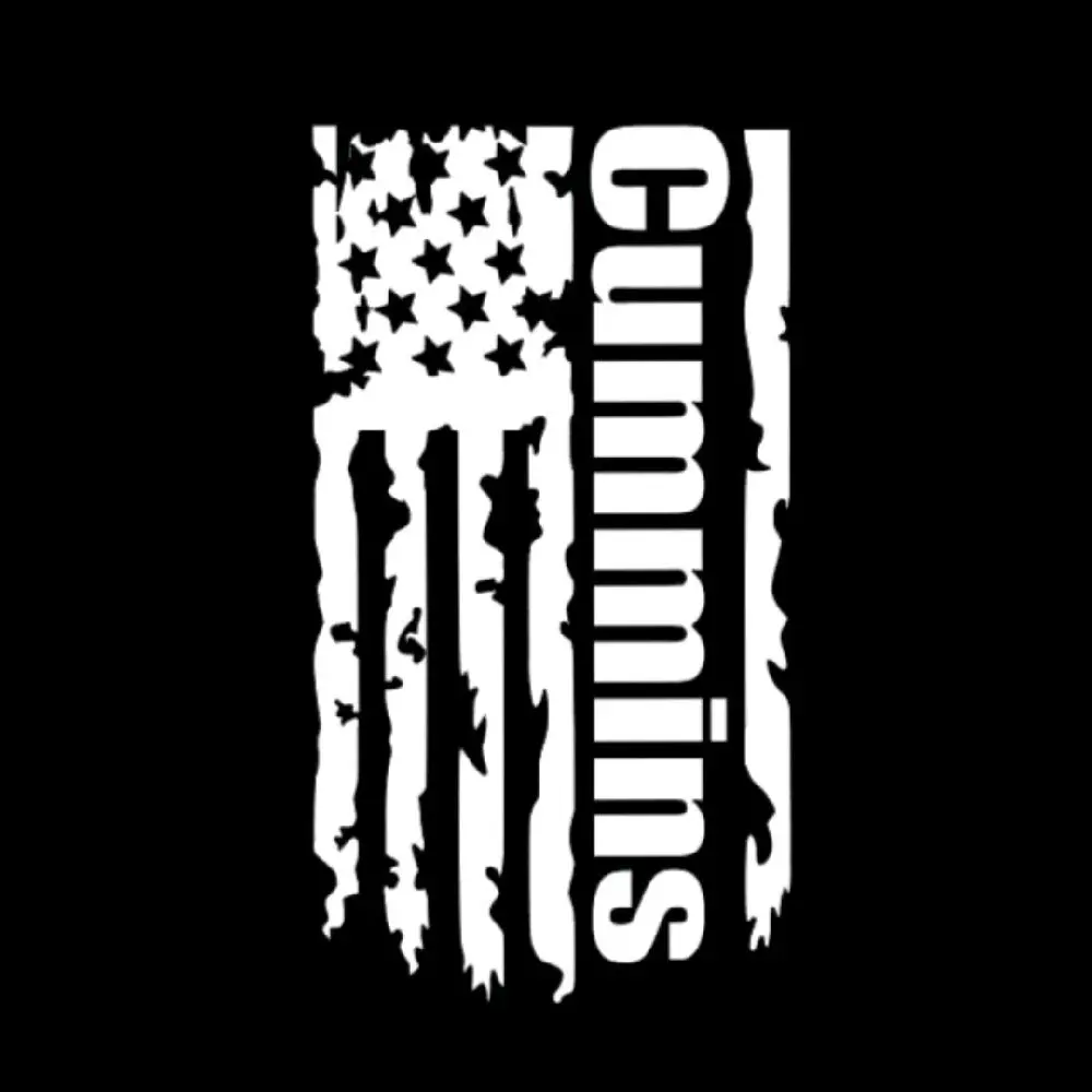 Cummins American Flag Vinyl Window Decal, Universal Car Sticker for Vehicle Exterior Decoration Truck Accessories Windshield Sticker