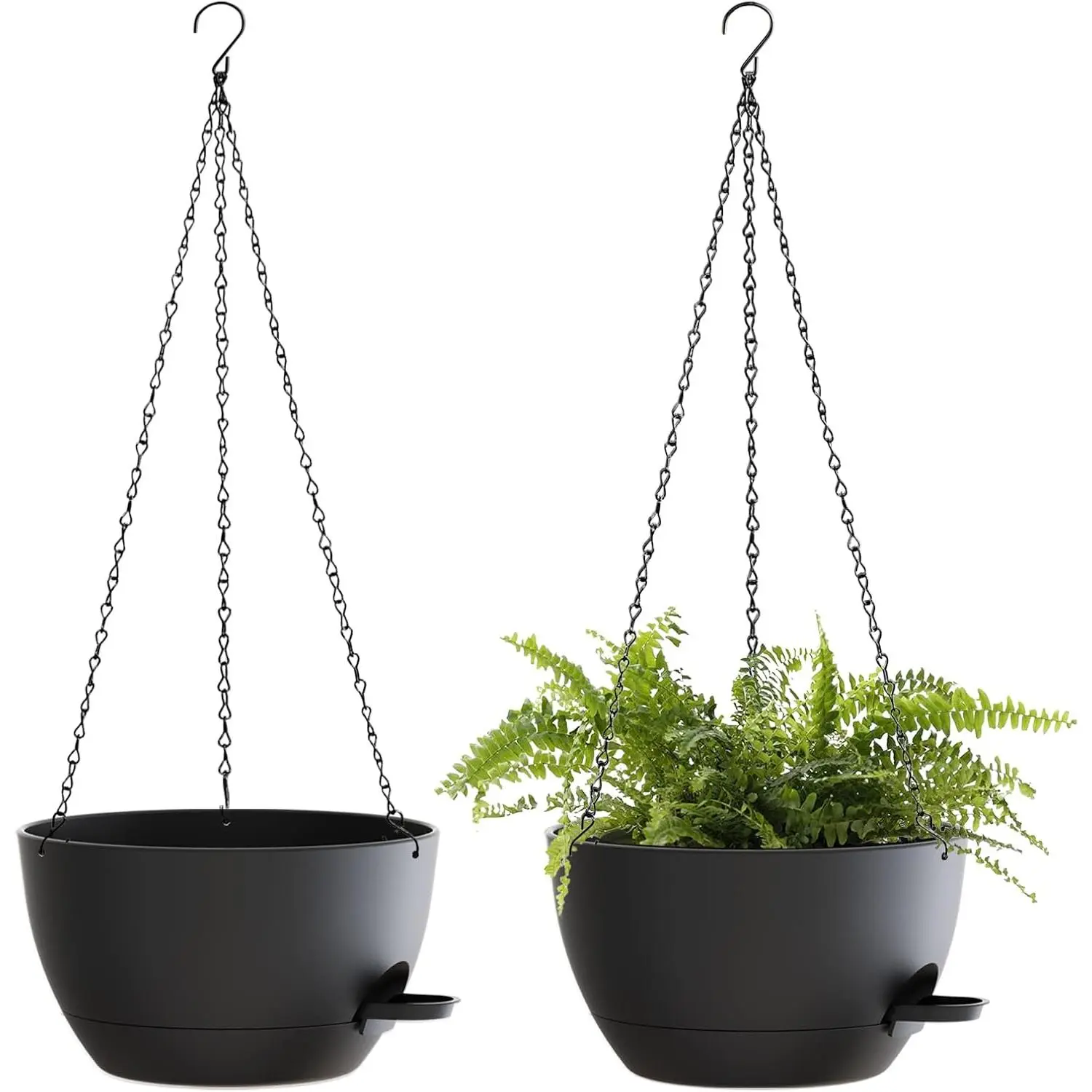 12 Inch Hanging Baskets 2 PC with Chains, Self-Watering Hanging Planters  for Indoor Outdoor Plants, Plastic Hanging Flower Pots,Black - TikTok Shop