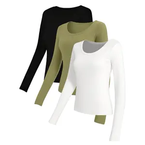 Women's 3 Pack Y2K Crop Tops - Long Sleeve Crewneck & Turtleneck, Slim Fit Korean Style Basic, Minimalist Layering Shirts for Casual Everyday