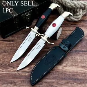Best-selling Russian NKVD Jungle Fixed-Blade Knife with 440C Stainless Steel Blade, Stainless Steel Guard, Acrylic Handle, and Sheath—EDC Survival Multi-Purpose Knife for Mountaineering, Exploration, Hiking, Cutting, and Outdoor Camping Knife