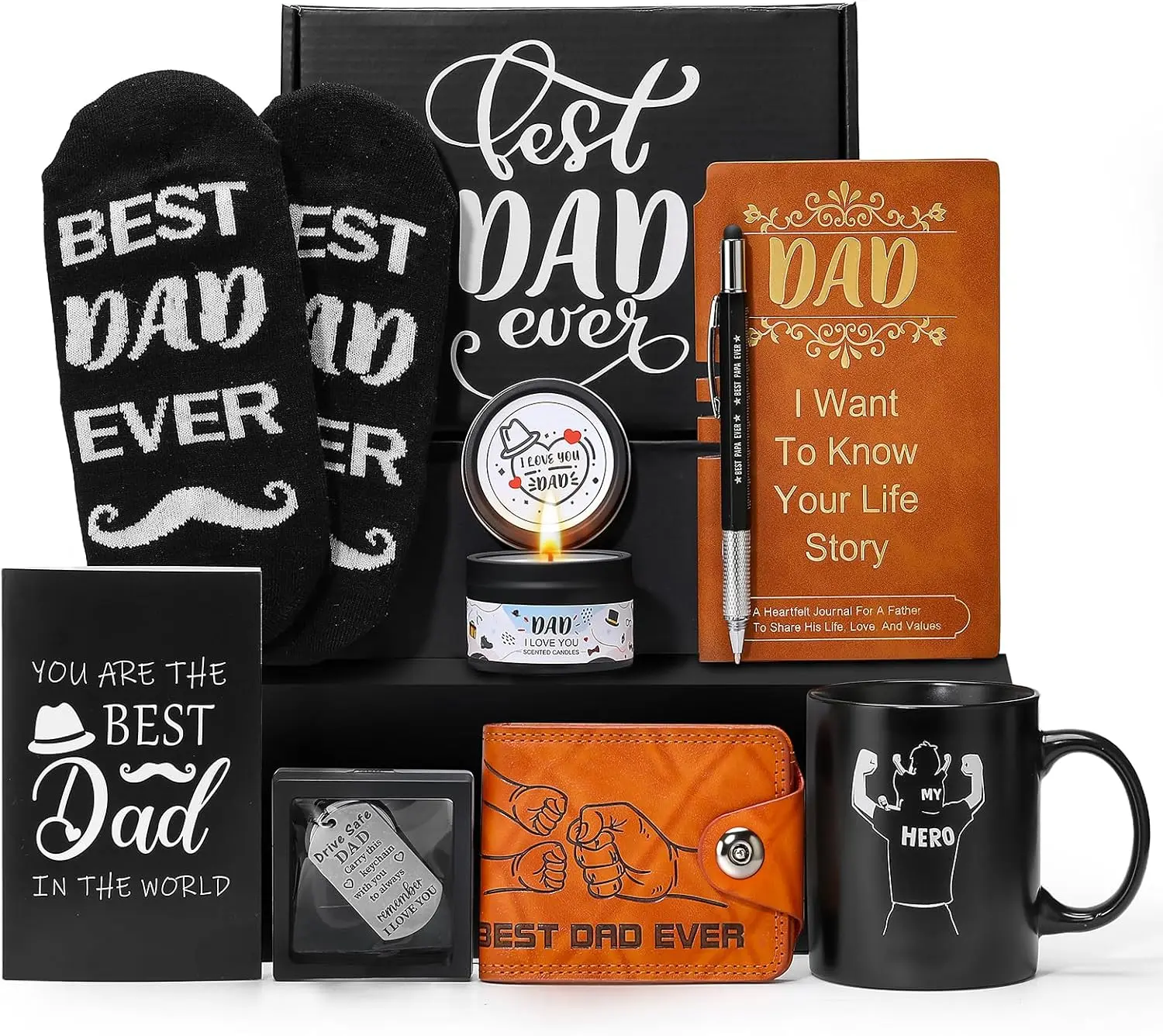 Dad Gifts from Daughter Son Kids Cool Father Happy Birthday Gift Ideas for Dads Presents Basket, Daddy Father Gift Stuff