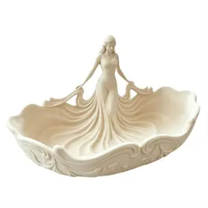 Elegant Classical Goddess Shape Storage Bowl, Bedroom Vanity Makeup Tray, Jewelry Skincare Desktop Organizer, Home Art Decor Item