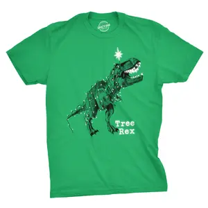 Mens Tree Rex T shirt Funny Christmas T Rex Dinosaur Gag Gift for Dad Sarcasm Mens Funny T Shirts Cool Vintage Fashion T-Shirt Gift Classic Menswear Christmas Apparel for Men Funny Dinosaur Short Sleeve Novelty Green