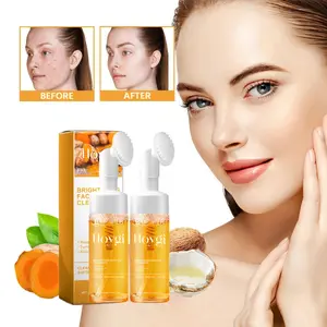 Two 100ml turmeric facial cleansers deeply cleanse facial skin, containing ginger ingredients to fade acne marks, moisturize and brighten the complexion Moisturizing Facial Cleansers Facial Wash