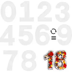 8 Inch Number Cake Mold Baking Forms Moulds,9 Pieces 0-8 Cake Number Stencils,Number Cake Pans,Flat Plastic Mold Numerical Templates  for DIY Cakes/Cookies