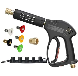 M MINGLE Short Handheld Water Spray Tool, 5000 PSI, Replacement for Hot and Cold Water, M22 Fitting, 5 Nozzle Tips