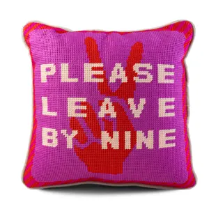 Leave by Nine Needlepoint Pillow
