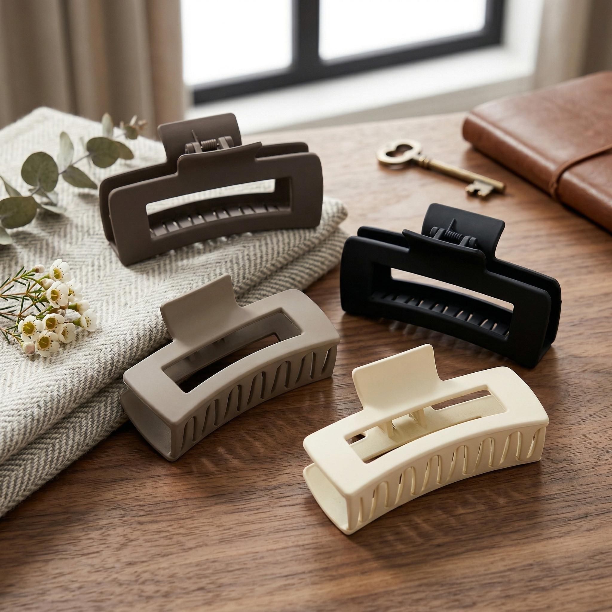 Fashion 4Pcs Women's Solid Color Large Square Hair Claws Sturdy Clips for Thick Hair with Secure Hold Elegant Durable Design for Party and Daily Use 10.50cm/4.13inch Fashion 4Pcs Women's Solid Color Large Square Hair Claws Sturdy Clips for Thick Hair with Secure Hold Elegant Durable Design for Party and Daily Use 10.50cm/4.13inch