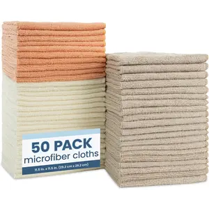 50 Pack Microfiber Cleaning Cloth, Bulk Towels for Home,  Microfiber Towels for , Cleaning Rags, Neutral Coral, 11.5 Inches x 11.5 Inches, 50 Count