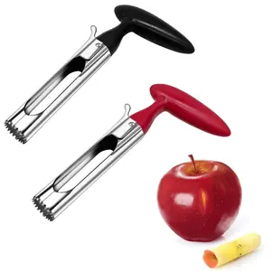 2 Pack Upgraded Handle Premium Apple Corer Tool, Ultra Sharp, 304 Stainless Steel, Dishwasher Safe, Serrated Blades for Easy Coring,(Red+Black)