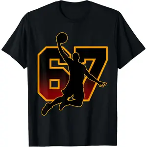 67 Basketball Meme Six Seven Slam Dunk Boys Brain Rot Game T-Shirt