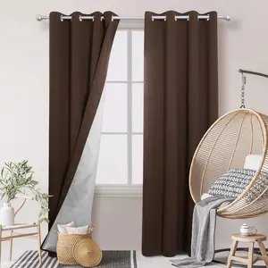 Deconovo 100% Total Blackout Curtains for Bedroom Grommet Solid Thermal Insulated Curtain Heat Blocking Room Darkening Energy Saving Drapes 2 Panels, Dark Grey, 52W x 63L Inch