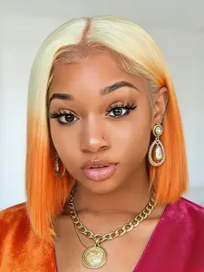 613/350 Color Short Bob Wigs Lace Front Bobs 13x4 Lace Frontal Wigs Brazilian Human Hair Wigs Ombre Ginger Color