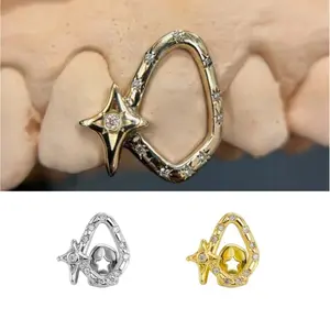 Vintage Hip-Hop Teeth Grillz Geometric Tooth Caps Braces for Party Jewelry Accessory