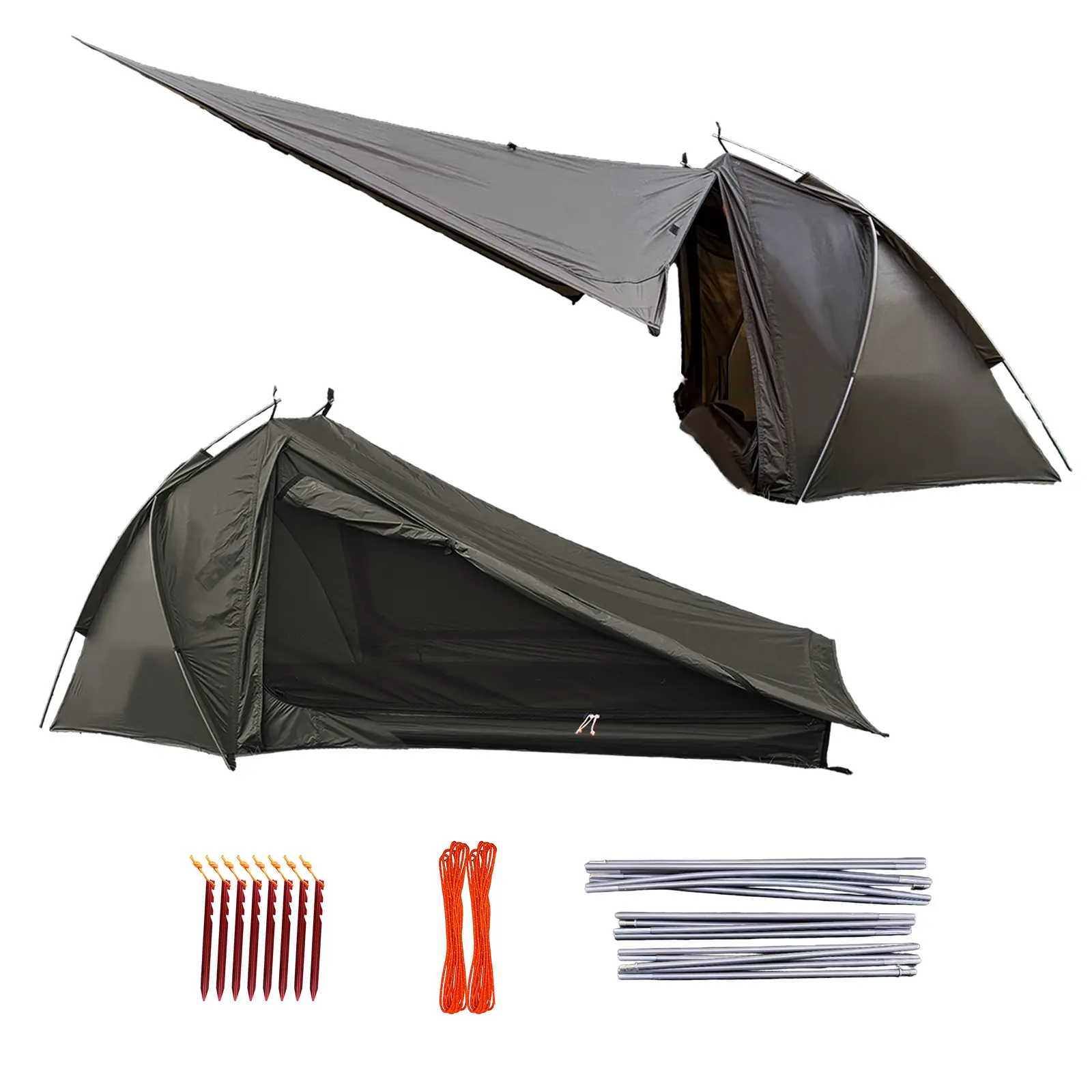 Onewind Solo Skyshade Ultralight Trekking Pole Tent 1P - 3-Season 3000/5K WP Bivy Sack Tent for Backpacking & Camping | 2.7lbs Budget 4-Season Shelter