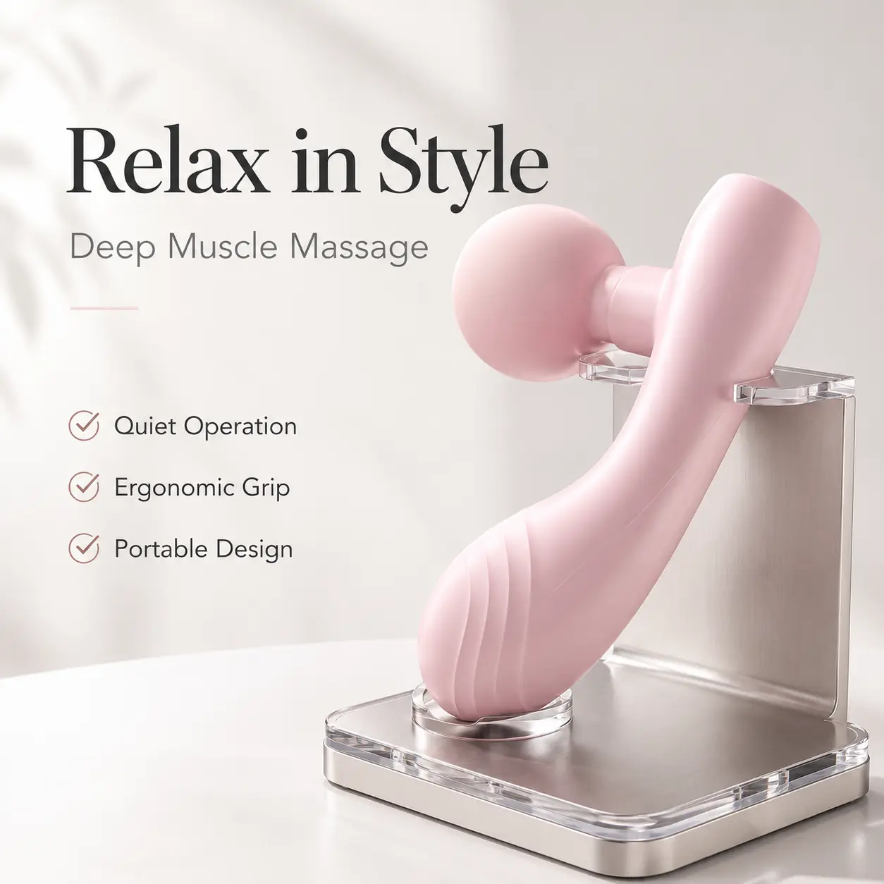 Portable Handheld Electric Massager for Neck, Shoulders, Back & Legs, Quiet Rechargeable Body Massager with Ergonomic Grip, Lightweight Design for Home, Office & Travel, Daily Relaxation