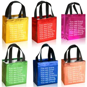 Set of 6 Rainbow Gift Bags for School Season, Reusable Prize Bags for Students, Party Favor Packs, Ideal for Sunday School and Classroom Rewards