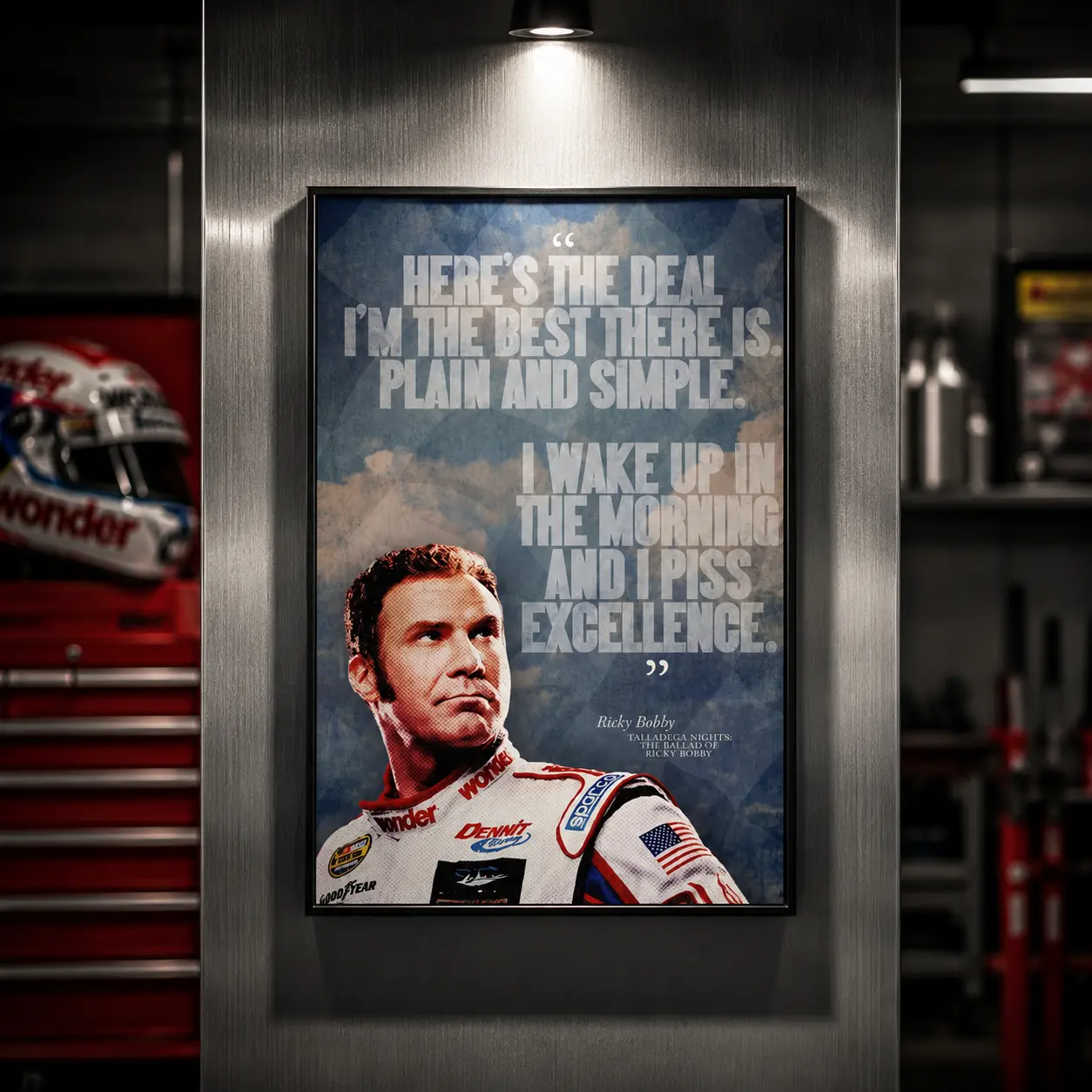 TALLADEGA NIGHTS Ricky Bobby "EXCELLENCE" Quote Poster - Funny Movie Wall Art Boys Dorm Frat House Man Cave Room Decor Gag Gift