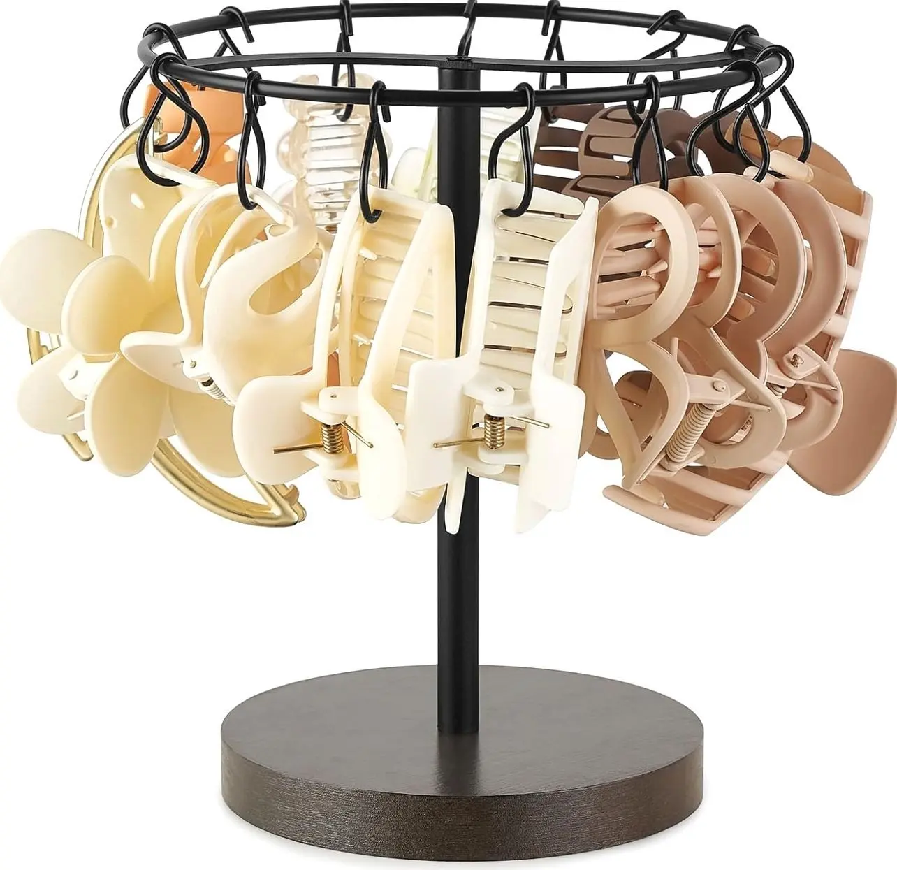 Claw Clip Organizer 16 Metal Hooks Display Holder Hair Clip, Space-saving, Big Capacity, Hair Accessories Stand Storage for Women Girls, Fits Bedroom Bathroom Dorm Decor, Easy to Install