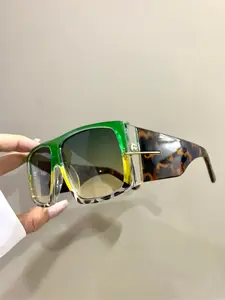 Unisex Fashionable Trendy Tortoiseshell Print Sunglasses, Vintage Casual Ombre Tinted Lens Sunglasses for Everyday Use, Fashion Accessories for Outdoor Activities