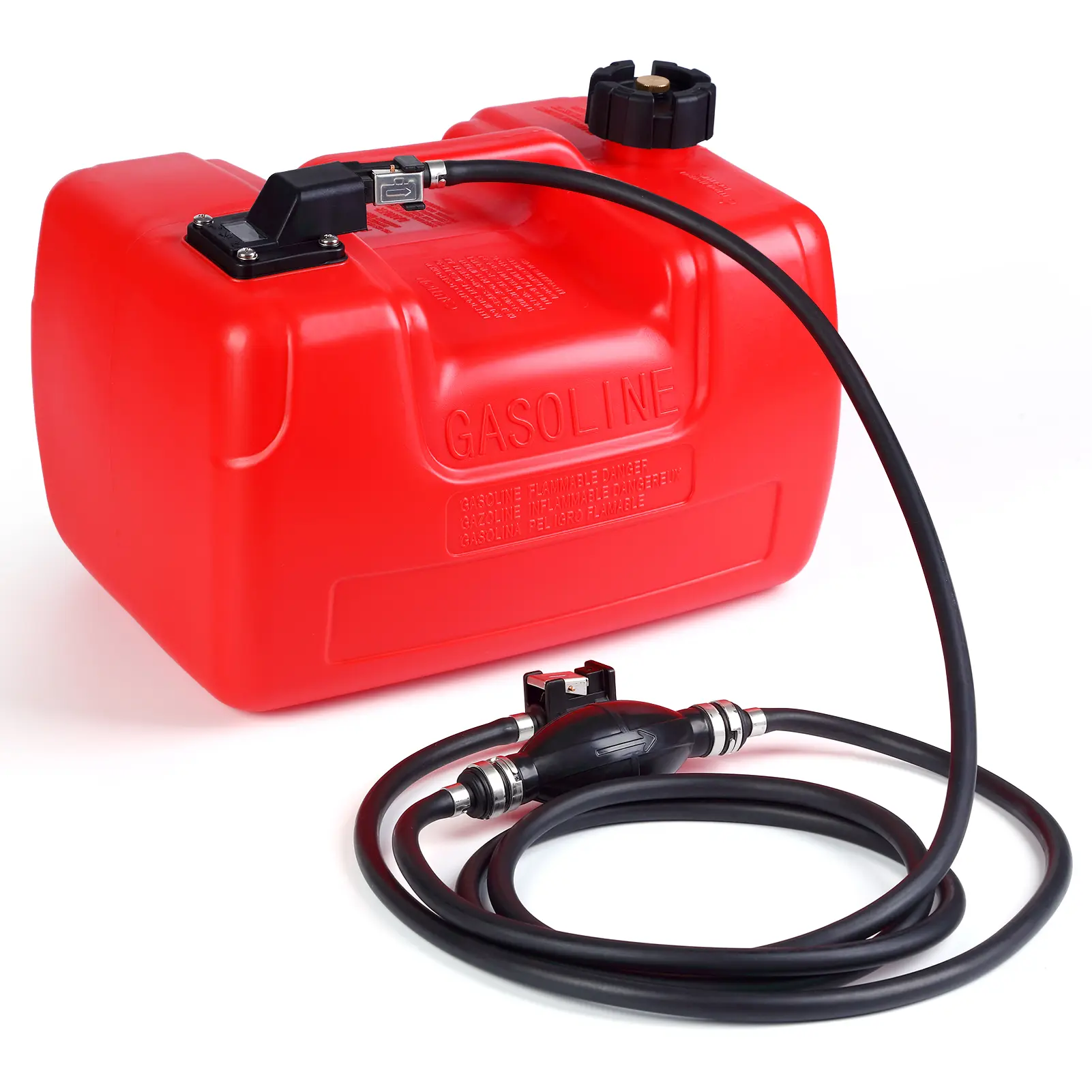 3 Gallon Portable Marine Fuel Tank with 9.8ft Fuel Hose & Primer Bulb, EPA Certified Leak-Proof Gas Tank for Outboard Engine Boat, High Density Polyethylene Fuel Storage with Gauge & Filter, Heavy Duty Boat Gas Can for Marine Fishing