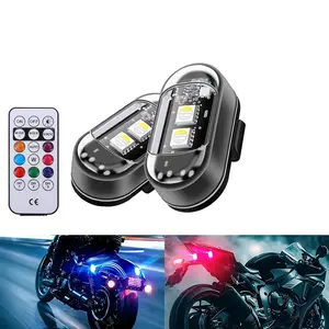 2/4pcs Rechargeable Wireless LED Strobe Lights Car Decor Atmosphere Light Anti-Collision Led Motorcycle RGB Strobe Warning Light