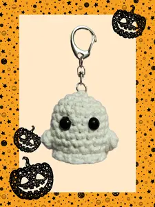 Glow-In-The-Dark Mini Ghost Amigurumi with Keychain Option