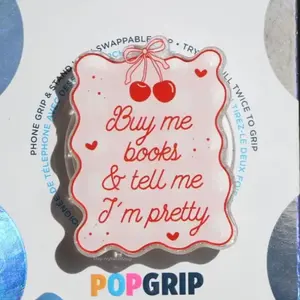 POPGRIP Cherry Kindle Grip Glitter Resin Coquette Reader Phone Grip Compact Durable Magnetic Stand for Smartphone with Adapter Ring Included