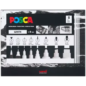 Uni Posca Paint Marker Set White, 8pk