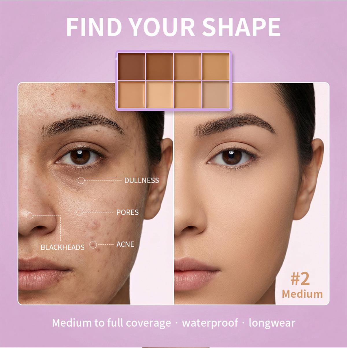 Danchel 1-Count Concealer Palette, Multi-Use Concealer, Longwear Concealer, 8 Shades Available, All-in-One Multi-Effect, Soft Mist Luxury Finish, Waterproof & Transfer-Proof, Long-Wearing, All-Day Coverage, Suitable for All Skin Types