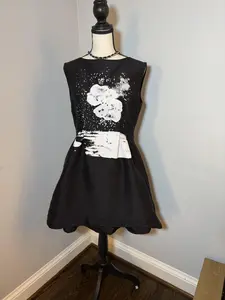 #75 Black Atomic B Print Dress