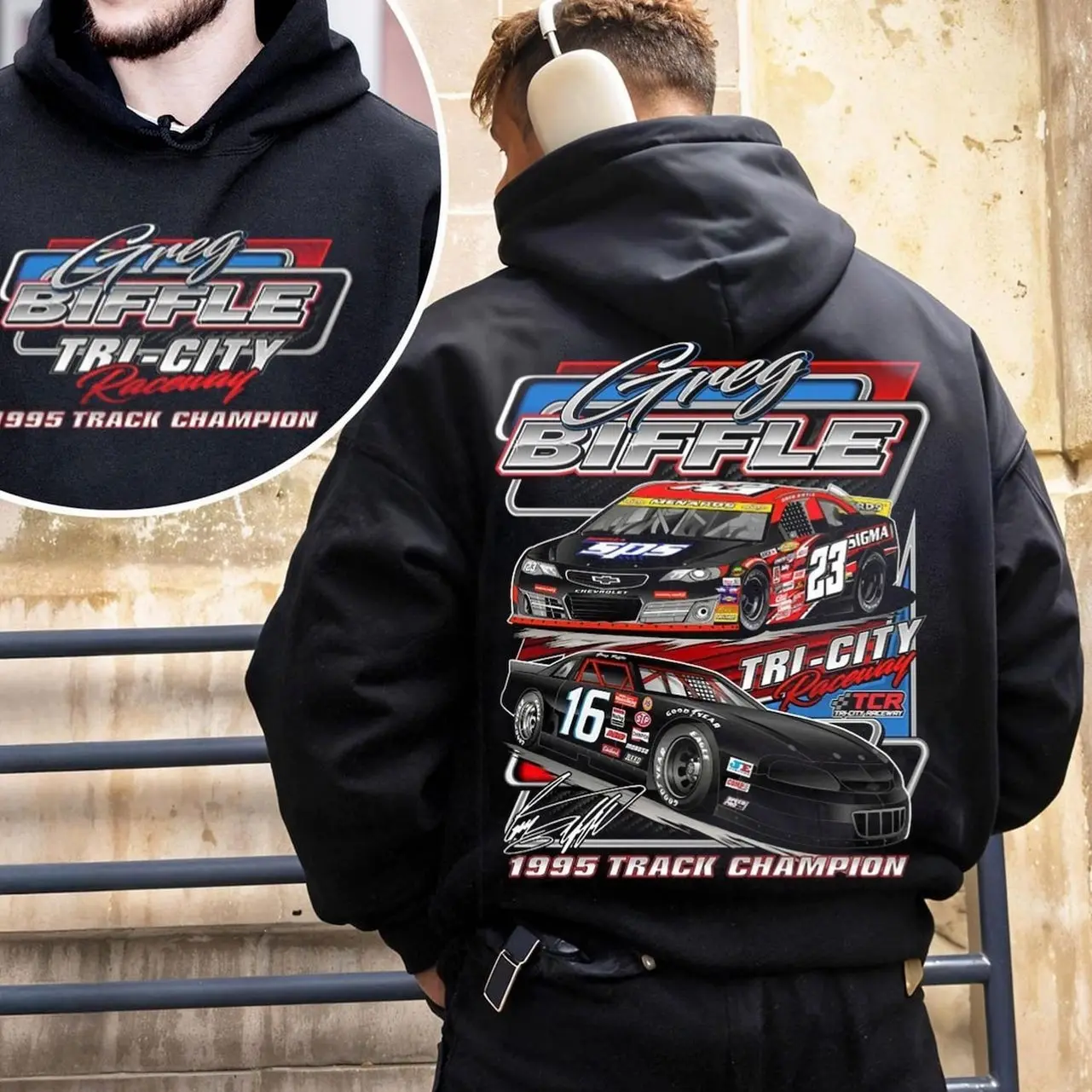 Greg Biffle NASCAR Hoodie , Vintage Racing Driver Crewneck, Retro Stock Car Pullover, Motorsport Fan Gift Shirt