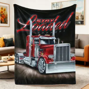 Soft Comfortable Funny Truck Driver Theme Throw Blanket,Gift for Logistics Truck Drivers Men Warm Lap Blanket,Cozy All Season Flannel Blankets for Couch Sofa Bed Home Office Travel