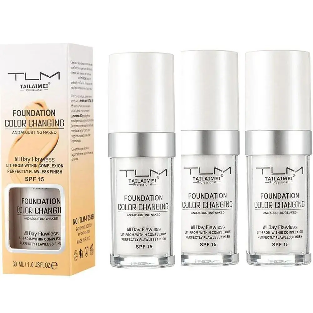 1/2/3PCS Temperature Color Changing Liquid Foundation, 30ml Hydrating Moisturizing Makeup Base, Waterproof Soft Matte Long Lasting Temperature-Activated Foundation Concealer Moisturize