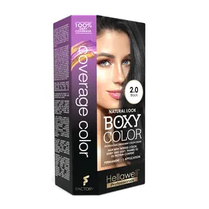 Hellawell Professionals BOXY COLOR 2.0 Black Hair Color Kit with Vegetal Protein for Intense Shine & Silky Texture 60ml - Haircare