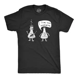 Mens I Think You're Overreacting T Shirt Funny Science Experiment Lab Nerdy Graphic Tee Mens Funny T Shirts Cool Vintage Fashion T-Shirt Gift Classic Menswear Nerd Apparel for Men Funny Science Short Sleeve Black -
